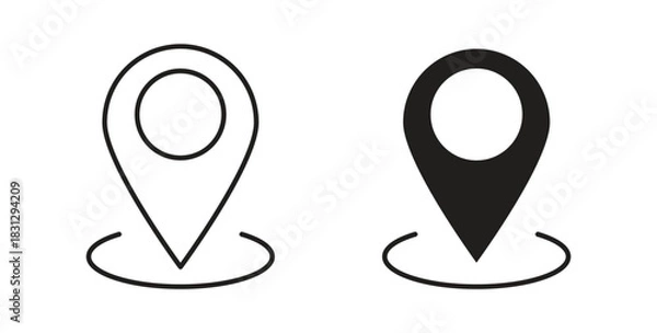 Obraz Pin icon symbol. Vector EPS 10. line and glyph icon