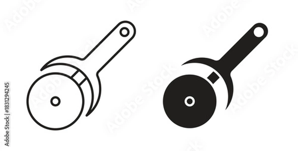 Obraz Pizza Slicer icon symbol. Vector EPS 10. line and glyph icon