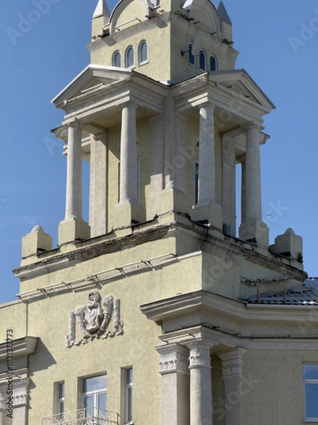 Obraz Beautiful architectural details highlight the historic building under a bright sky