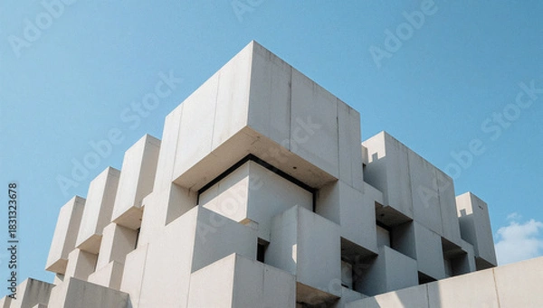 Obraz Imposing concrete blocky structure with geometric forms