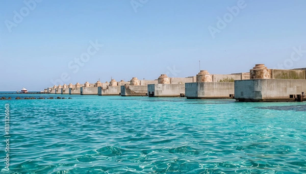 Obraz Aquamarine concrete structures in modern architecture