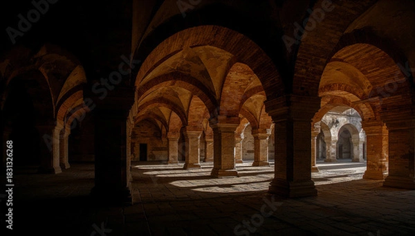 Obraz Dramatic interior arches create play of light and shadow