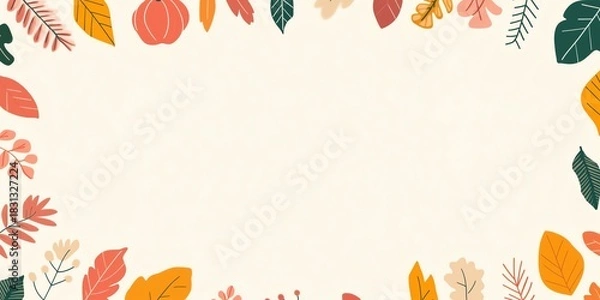 Obraz autumn themed border graphic with parchment background