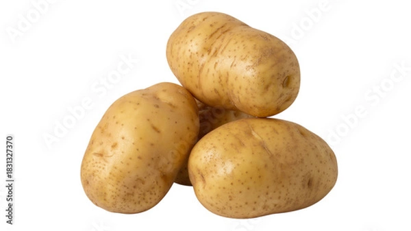 Fototapeta Pile of Four Raw Russet Potatoes on a Black Background Isolated food vegetable