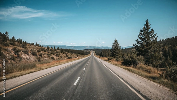 Obraz Asphalt highway road and cityscape at dusk