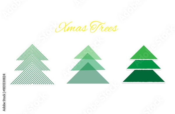 Fototapeta クリスマスツリー、木、針葉樹、イラスト、バリエーション