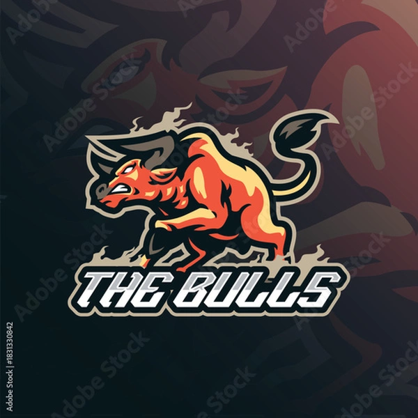 Obraz Bull mascot logo design vector. Angry bull illustration for sport team.
