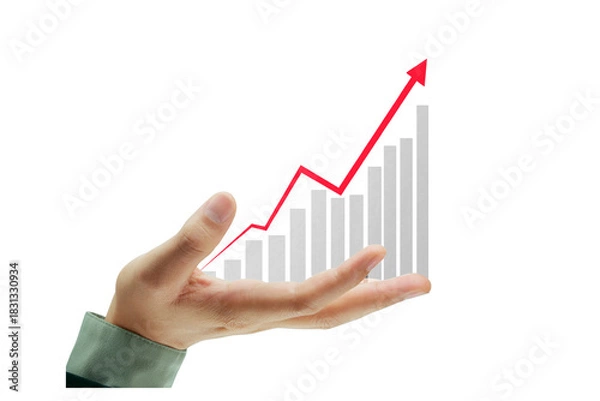 Obraz Technology in the Hands of Businessmen with Digital Finance Interface, Business Growth Charts and Modern Economic Innovation