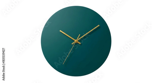 Obraz Modern Teal Wall Clock with Gold Hands and Roman Numerals Design