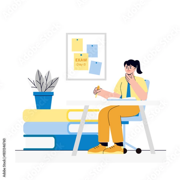 Obraz preparing for exam Illustration