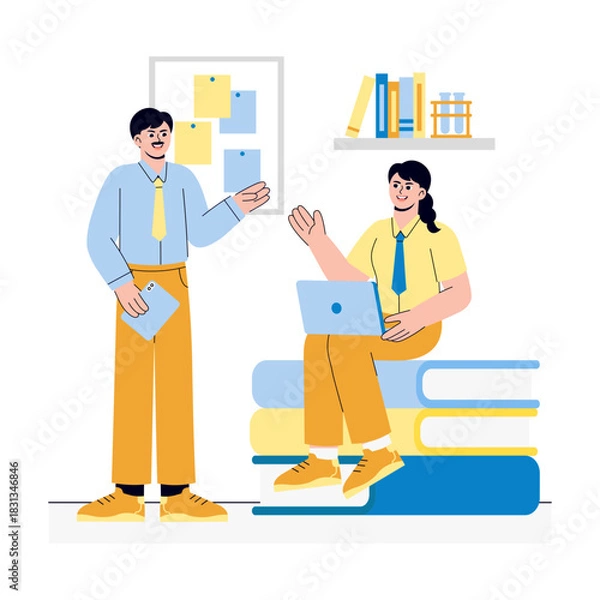 Obraz Student and teacher doing discussion