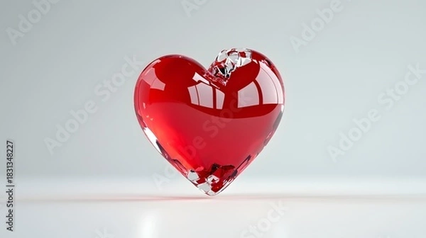 Obraz Hyperrealistic Broken Glass Heart 3D Render