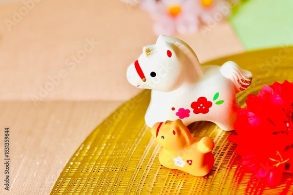 Obraz 午年の年賀状素材 白馬の子馬