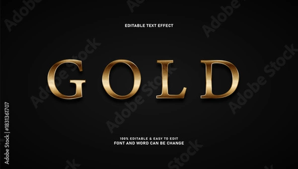 Obraz Luxury Gold Editable Text Effect with Shadow on Dark Background