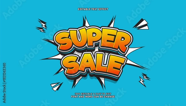 Obraz Super Sale Comic Pop Art Text Effect with Explosion Shape Background