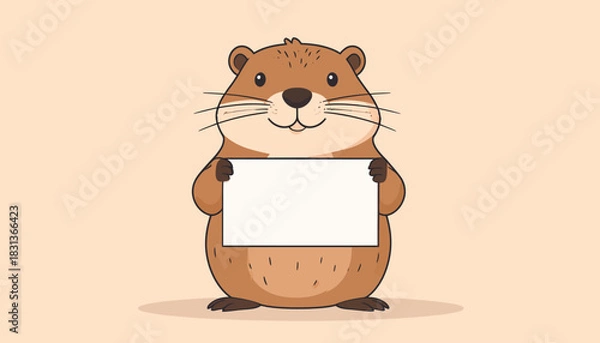 Obraz cute squirrel holding a blank sign