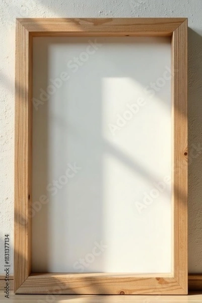 Obraz Natural light wood frame, delicate geometric pattern , picture frame, molding