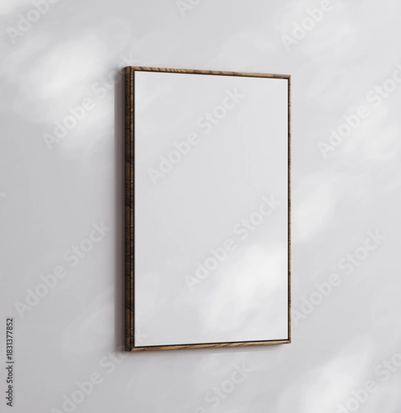 Fototapeta Framed floated canvas mockup close up, 3d render