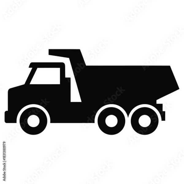 Obraz Simple Black Silhouette of a Dump Truck Vector Graphic Design Element