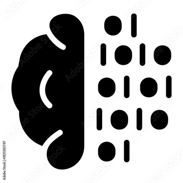 Fototapeta Brain binary Solid icon