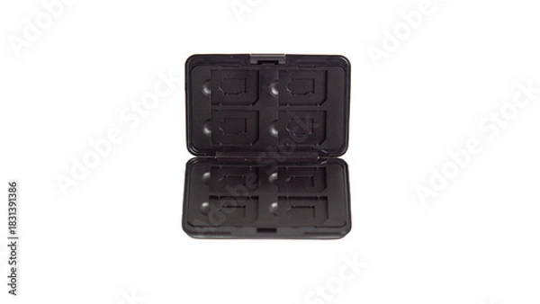 Fototapeta Black memory card slot with white background. Slot to save memory card.