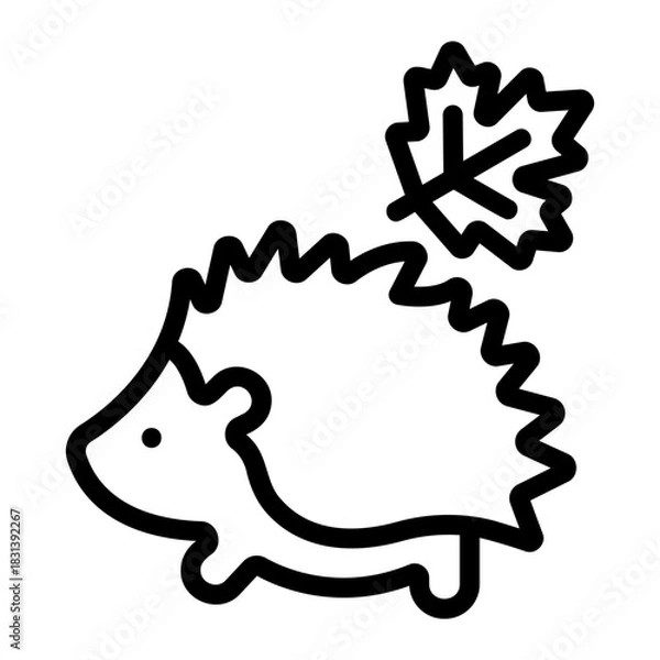 Fototapeta hedgehog leaf Line Icon