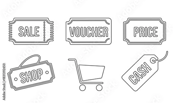 Obraz Assorted of sale, shop and voucher icons vector design