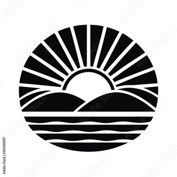 Obraz Sunrise View Vector Illustration