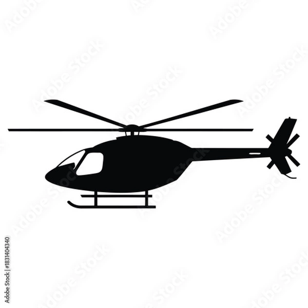 Obraz Helicopter Silhouette Vector Graphic Illustration Isolated on White Background for Commercial Use