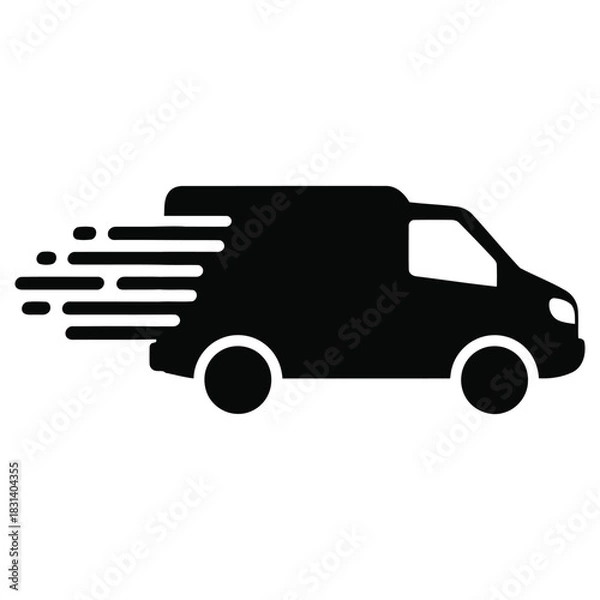 Obraz Fast Delivery Van Icon. Express Logistics, Shipping and Transportation Vector Illustration.