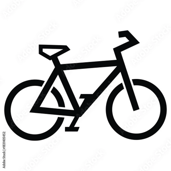 Obraz Simple Black Bicycle Icon Isolated on White Background. Vector Bike Illustration.