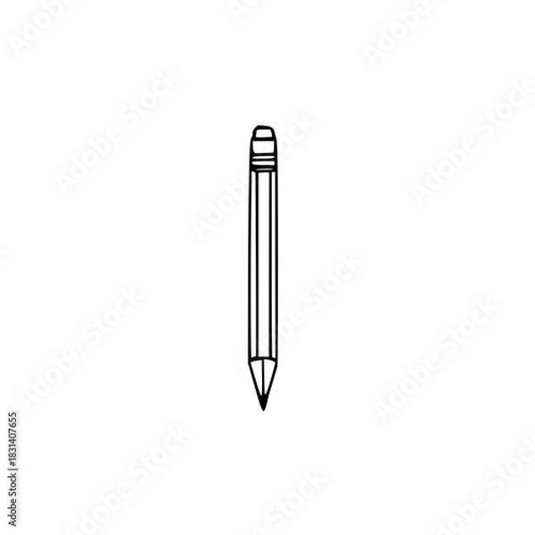Fototapeta Flat pencil illustration with clean geometric shapes and modern design.
