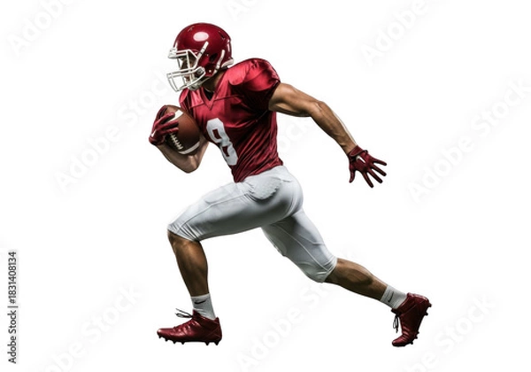 Fototapeta Football player running with ball isolated on transparent background
