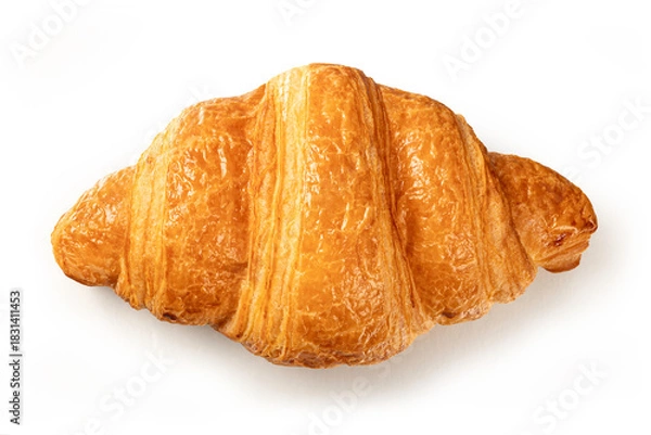Obraz Croissant isolated on white background. Top view