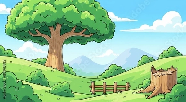 Obraz landscape with trees and mountains