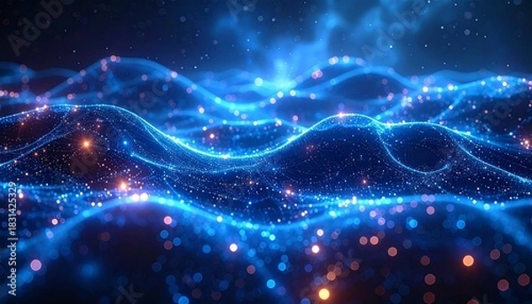 Obraz Abstract digital network with glowing lights.