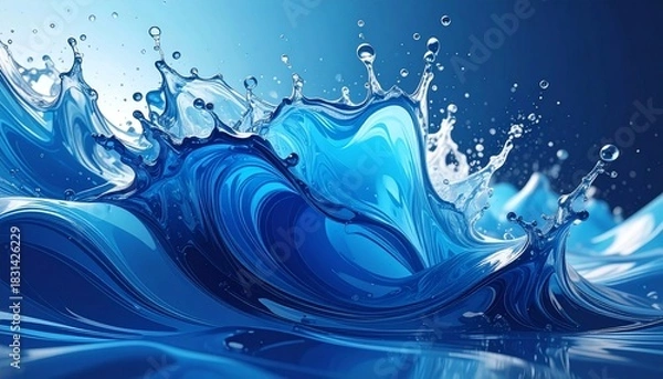 Obraz Blue water wave splash abstract art.
