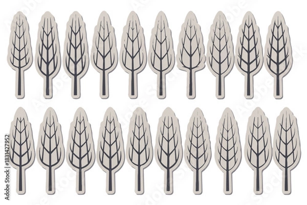 Fototapeta Set of 20 Stylized Tree and Branch Silhouettes