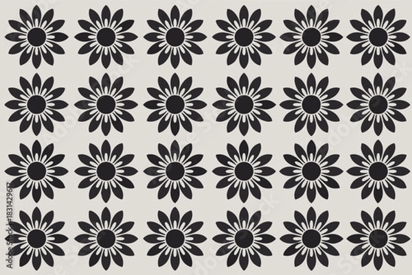 Fototapeta Grid of 25 Circular Flower Symbols with Gradient Abstract Patterns