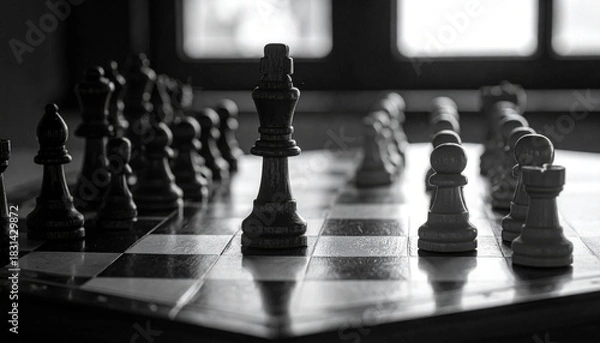 Obraz Chess pieces on a chessboard.