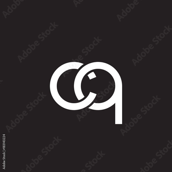 Fototapeta Initial lowercase letter cq, overlapping circle interlock logo, white color on black background