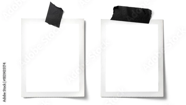 Obraz 黒いテープで貼られた、大判ポラロイドの画像合成用素材