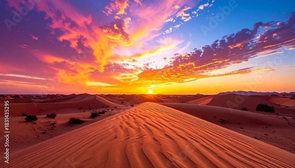 Obraz Desert sunset with dramatic cloudscape.
