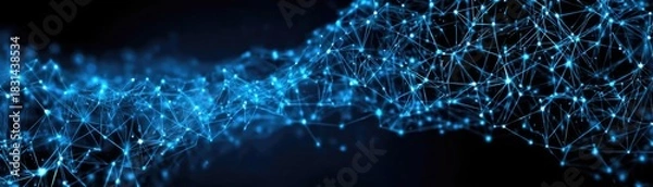 Obraz Ai powered personalized news engine concept. Abstract digital network visualization in blue tones.