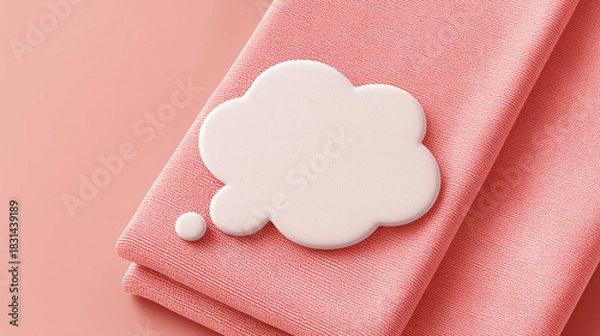 Obraz A white cloud with a thought bubble on a red cloth