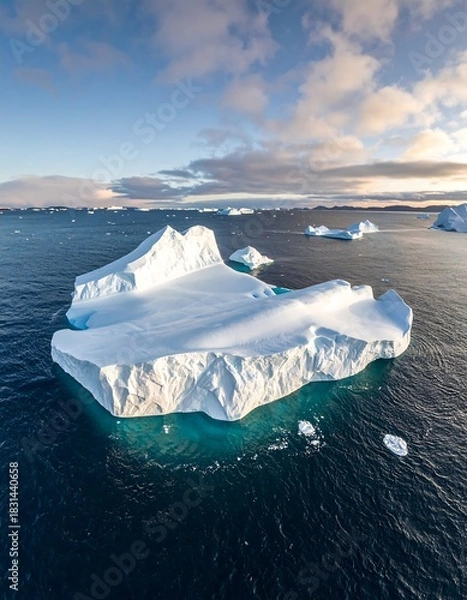 Obraz Large iceberg floats on serene blue waters with a cloudy sky