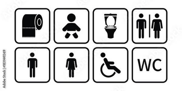 Obraz toilet icon set vector