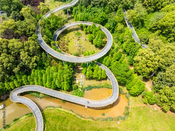 Fototapeta A circular walking path in the park