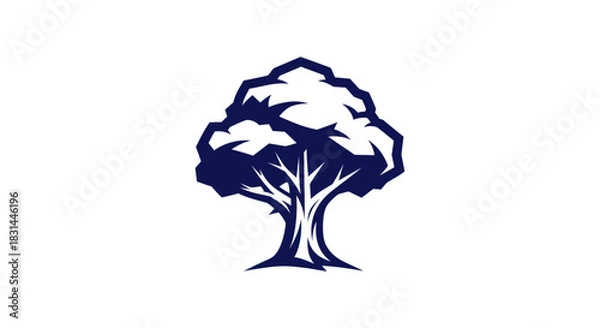 Fototapeta Stylized tree illustration on white background for design and branding