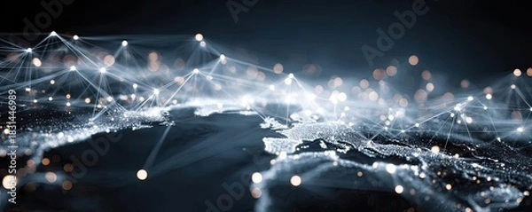 Obraz Ai powered personalized news engine concept. Futuristic network connections illustrating global data flow.